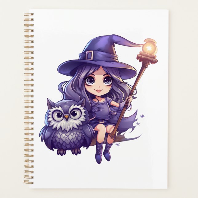 Niedliches Hexendesign - schöne Halloween-Stile Planer (Vorderseite)