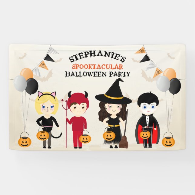 Niedliches HexenHalloween-Party Banner (Horizontal)