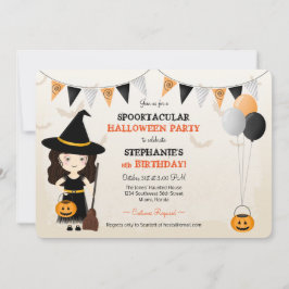 Niedliches HexenHalloween-Party Einladung
