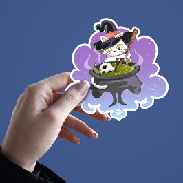 Niedliches Hexenkatze-Brautrank Halloween Aufkleber