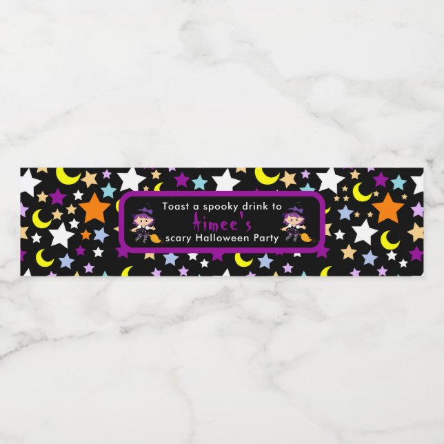 Niedliches Hexenkloster Halloween-Kostüm-Party Wasserflaschenetikett (Einzelnes Label)