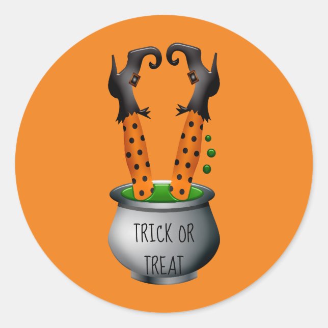 Niedliches Hexenschwarz und orange Runder Aufkleber (Vorderseite)