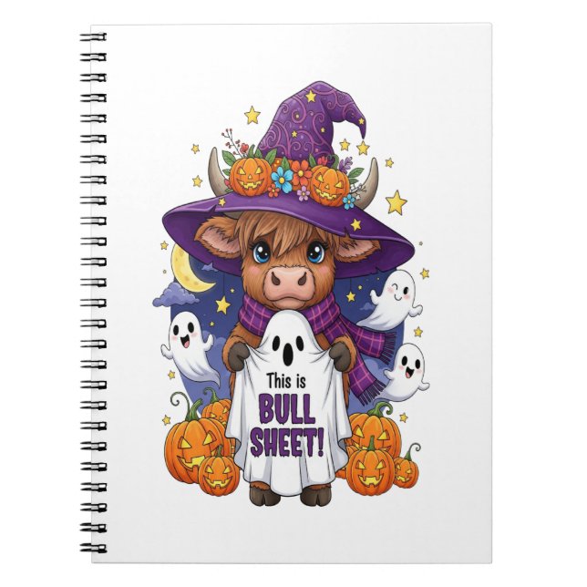 Niedliches Highland Cow Halloween Notizblock (Vorderseite)
