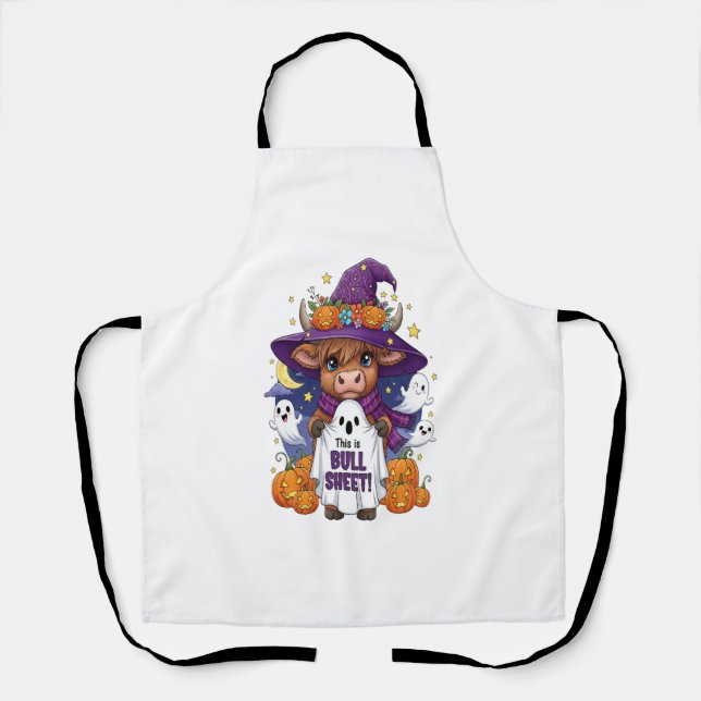 Niedliches Highland Cow Halloween Schürze (Vorderseite)