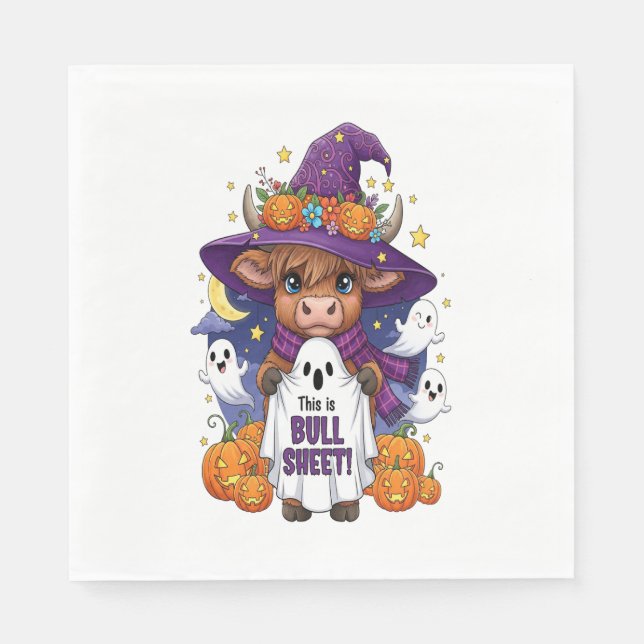 Niedliches Highland Cow Halloween Serviette (Vorderseite)
