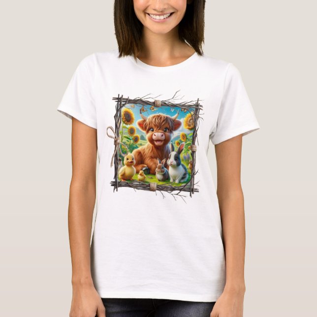 Niedliches Highland Cow Shirt - Cosy Country Farm  (Vorderseite)