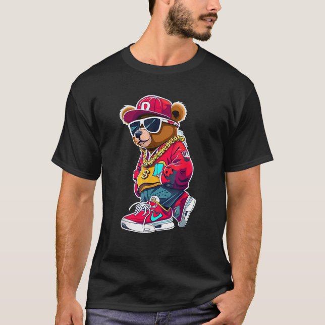 Niedliches Hip Hop Teddy Bären Tshirt 90 Hip Hop B (Vorderseite)