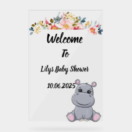 Niedliches Hippo-Babydusche Acrylzeichen Acrylschild