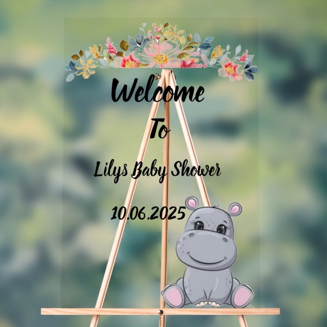 Niedliches Hippo-Babydusche Acrylzeichen Acrylschild (Neutral)