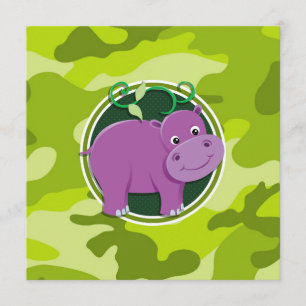 Niedliches Hippo; hellgrüne Camouflage, Tarnung Einladung