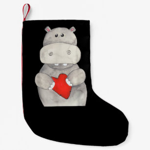 Niedliches Hippo Hippopotamus Holding Herz Liebe Kleiner Weihnachtsstrumpf
