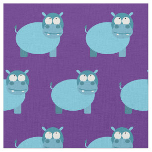 Niedliches Hippo Kid Baby Kinderzimmer Lila Hippop Stoff