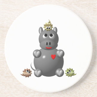Niedliches Hippo mit Hamstern Getränkeuntersetzer