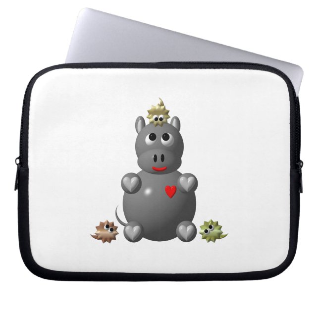 Niedliches Hippo mit Hamstern Laptopschutzhülle (Vorderseite)