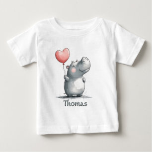 Niedliches Hippo mit Heart Balloon Illustration Baby T-shirt