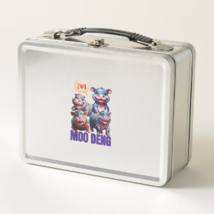 Niedliches Hippo Moo Deng T-Shirt, Cool Moo Deng H Metall Brotdose