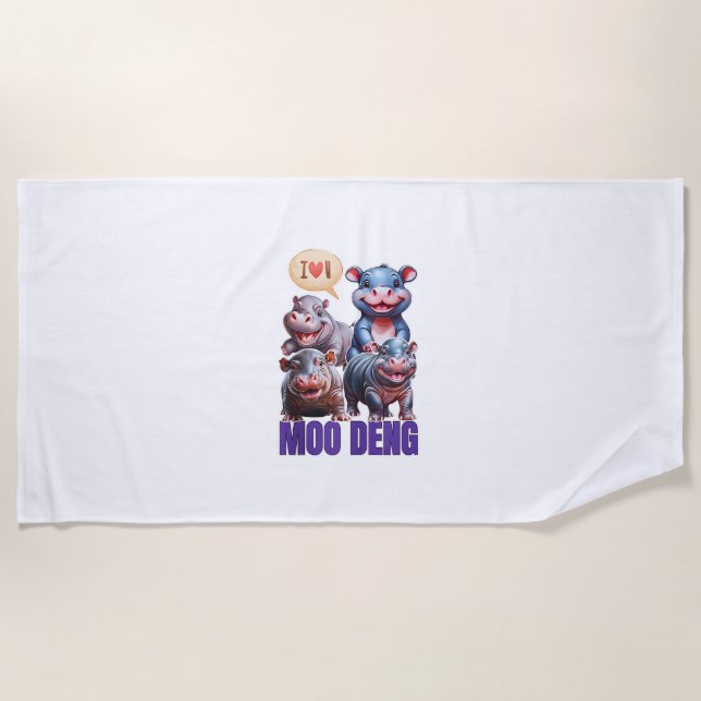 Niedliches Hippo Moo Deng T-Shirt, Cool Moo Deng H Strandtuch (Vorderseite)