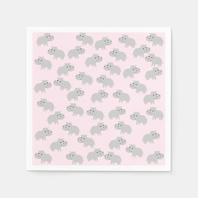 Niedliches Hippo Paper Napkins Serviette (Vorderseite)