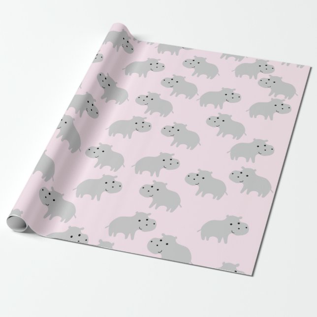 Niedliches Hippo-Wrapping-Papier Geschenkpapier (Ungerollt)