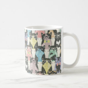Niedliches Hipster-Katzen-Muster Kaffeetasse