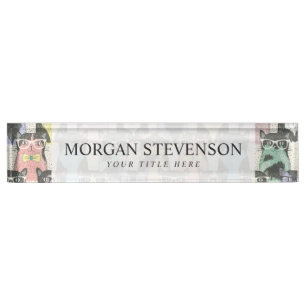 Niedliches Hipster-Katzen-Muster Namensplakette