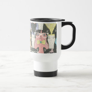 Niedliches Hipster-Katzen-Muster Reisebecher