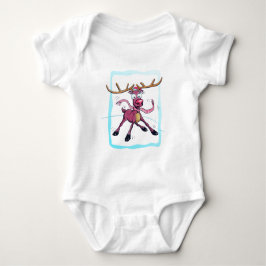 Niedliches Hirsch auf Eis Sonnige Weihnachtsfeiert Baby Strampler