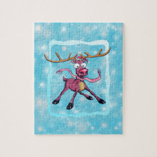 Niedliches Hirsch auf Eis Winterweihnachtsferien C Puzzle