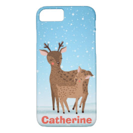 Niedliches Hirsch & Doe Snowy Winter Case-Mate iPhone Hülle