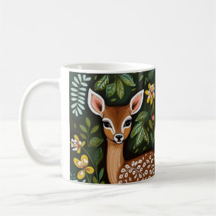 Niedliches Hirsch in Blätter und Blume Kaffeetasse