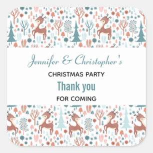 Niedliches Hirsch in Whimsical Forest Pattern Viel Quadratischer Aufkleber