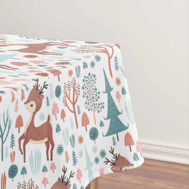 Niedliches Hirsch in Whimsical Forest Pattern Weih Tischdecke (Beispiel)
