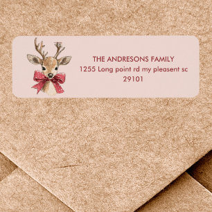 Niedliches Hirsch mit Rotem Bow Rosa Weihnachten