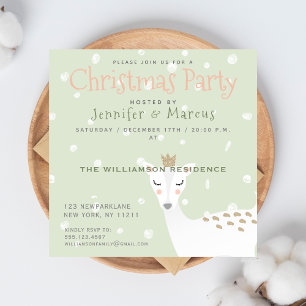 Niedliches Hirsch Sage Green Christmas Party Einladung