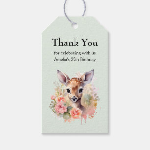 Niedliches Hirsch umgeben von Rose Danke Geschenkanhänger