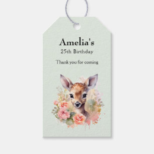 Niedliches Hirsch umgeben von Rose Geburtstag Viel Geschenkanhänger
