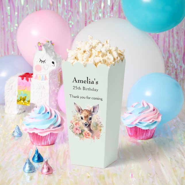 Niedliches Hirsch umgeben von Rose Geburtstag Viel Geschenkschachtel (Party)