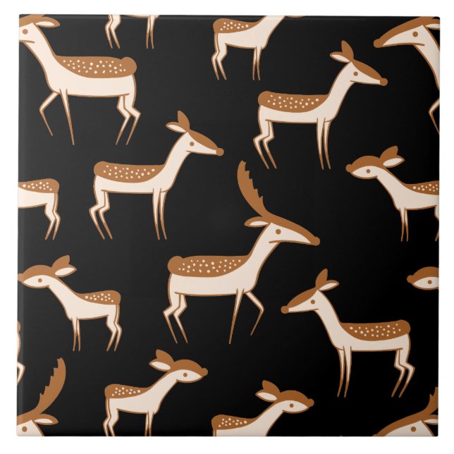 Niedliches Hirsch und Familie Fliese (Vorderseite)