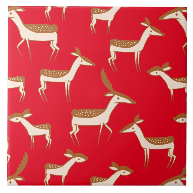 Niedliches Hirsch und Familie Fliese (Vorderseite)