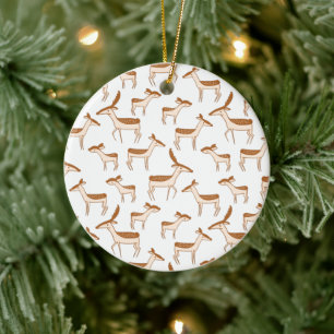 Niedliches Hirsch und Familie Keramik Ornament