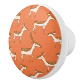 Niedliches Hirsch und Familie Keramikknauf