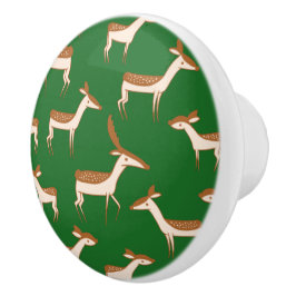 Niedliches Hirsch und Familie Keramikknauf