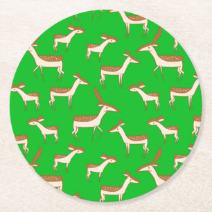 Niedliches Hirsch und Familie Runder Pappuntersetzer