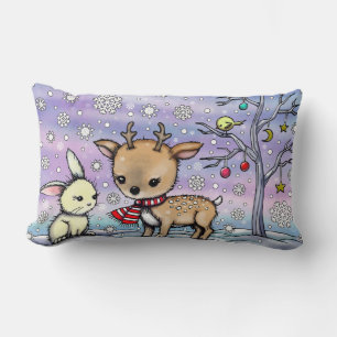 Niedliches Hirsch und Sonniges Holiday Art Lendenkissen