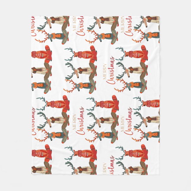 Niedliches Hirsch. Weihnachtshirsche in den Skarve Fleecedecke (Vorderseite)