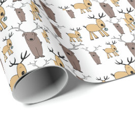 Niedliches Hirschbuck Bull Elk Handgezogenes Baby- Geschenkpapier
