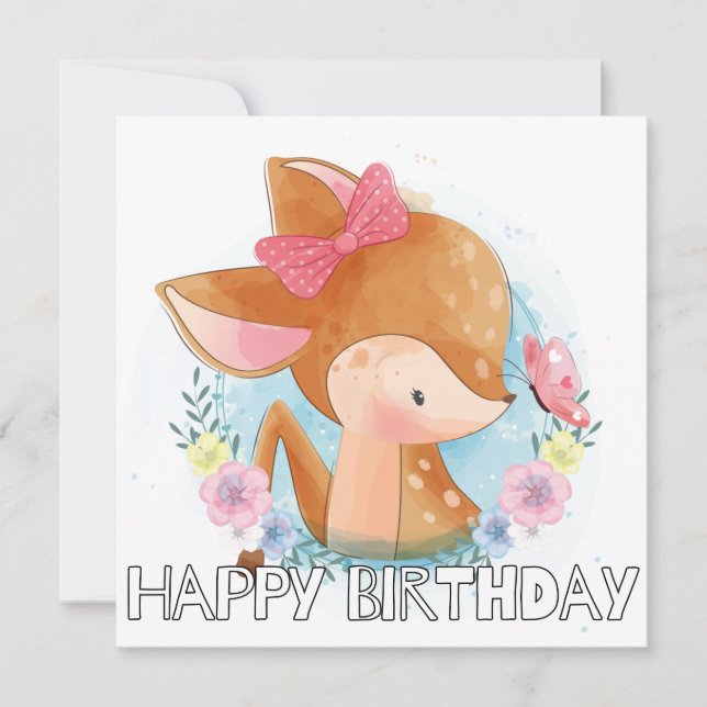 Niedliches Hirsche, das die Außenwelt erkunden kan (Vorderseite)