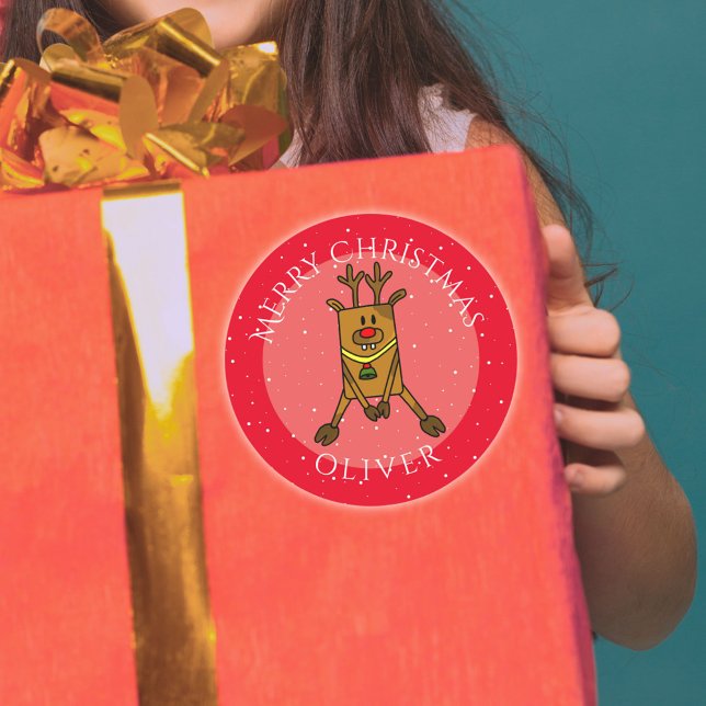 Niedliches Hirschjungweihnachtskid Runder Aufkleber (Von Creator hochgeladen)