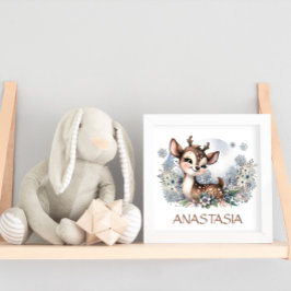 Niedliches Hirschstuhl Zimmer Winterthematische Aq Poster