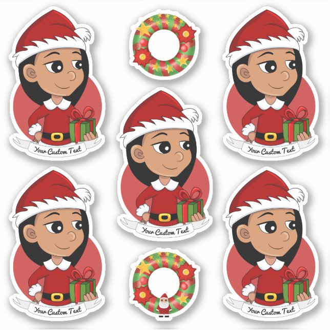 Niedliches Hispanic-Mädchen mit langen schwarzen H Aufkleber (Vorderseite)